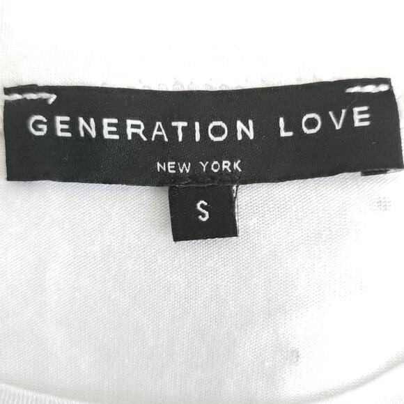 GENERATION LOVE Amelia Crystal embellished puff sleeve tee white t-shirt Size S - Picture 7 of 10